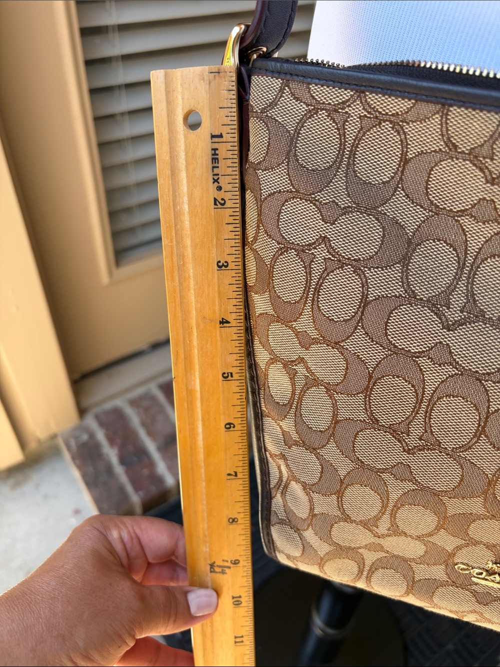 Coach Brown Signature Canvas Crossbody with Gold Dufflette - Picture 12 of 16